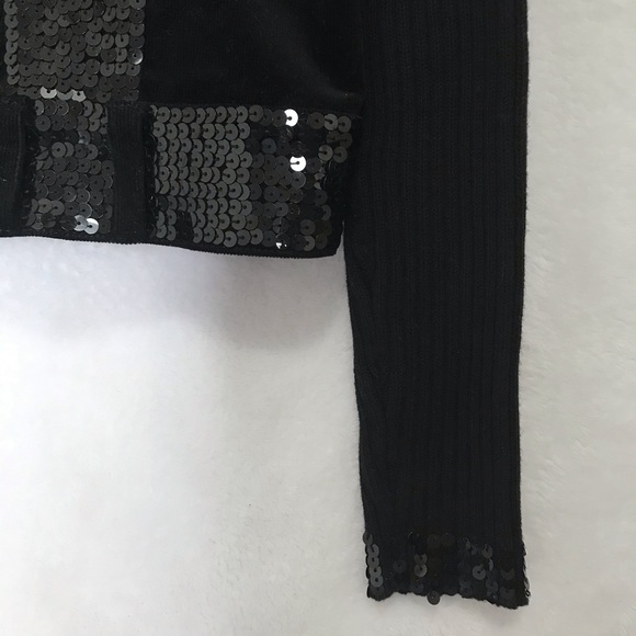BEREK Black Sequin Sweater Jacket Cardigan Medium - Picture 5 of 7
